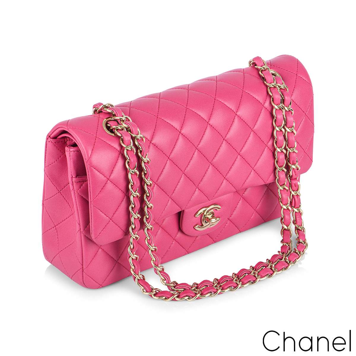 Chanel Pink Quilted Lambskin Medium Classic Double Flap Bag